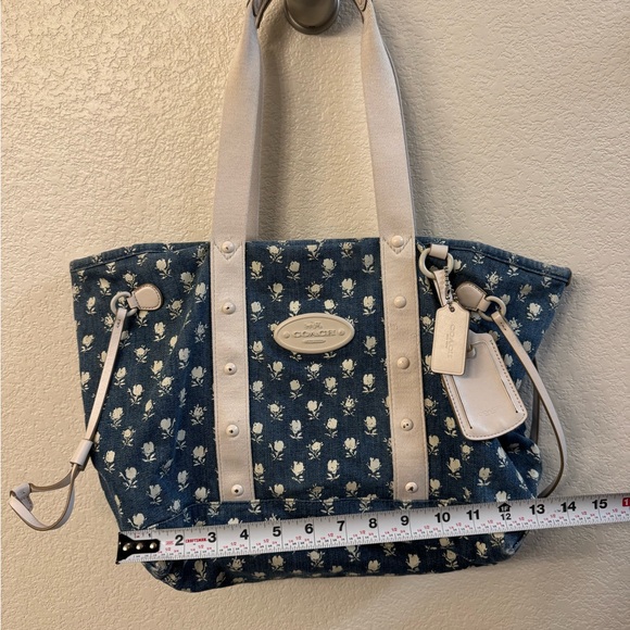 Coach Denim Tote with Flowers EUC